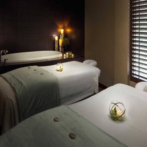 spa beds with dim lighting