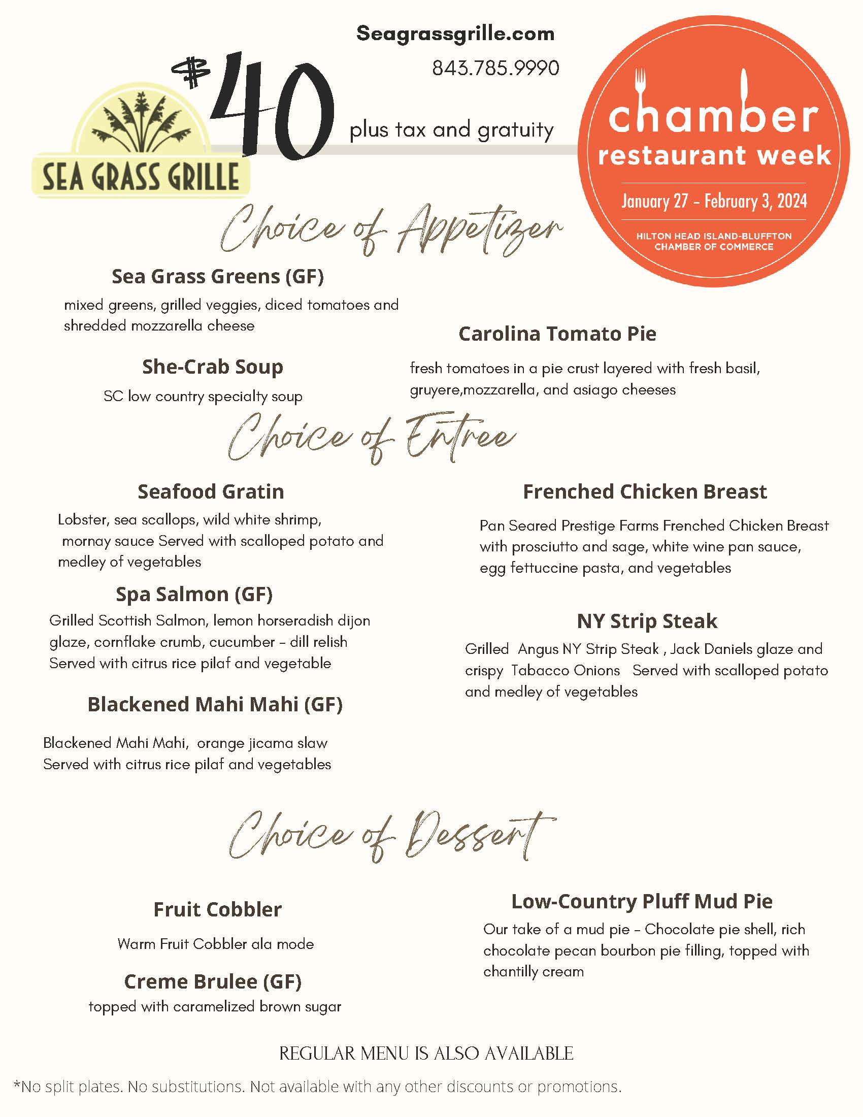 Menus + deals for Hilton Head, Bluffton Restaurant Week 2024 Hilton