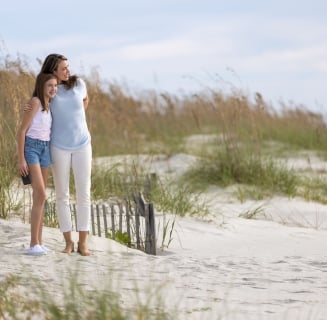 mother daughter on the beach