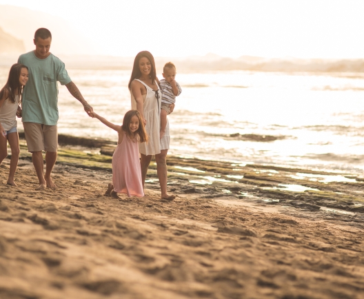 family on beach