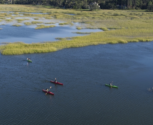 kayaking shot taken by drone