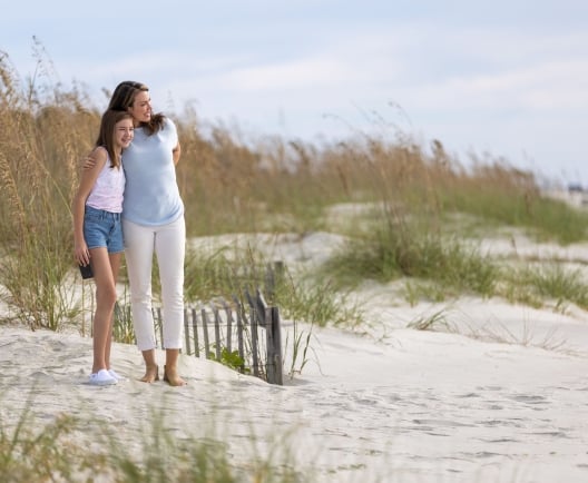 mother daughter on the beach