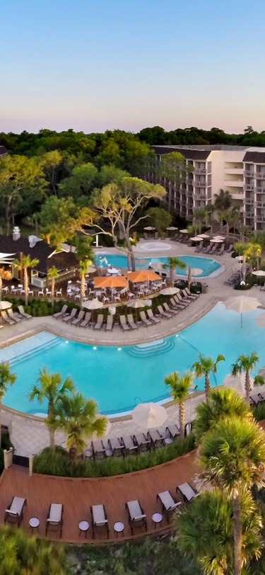 aerial view of the pool area at omni